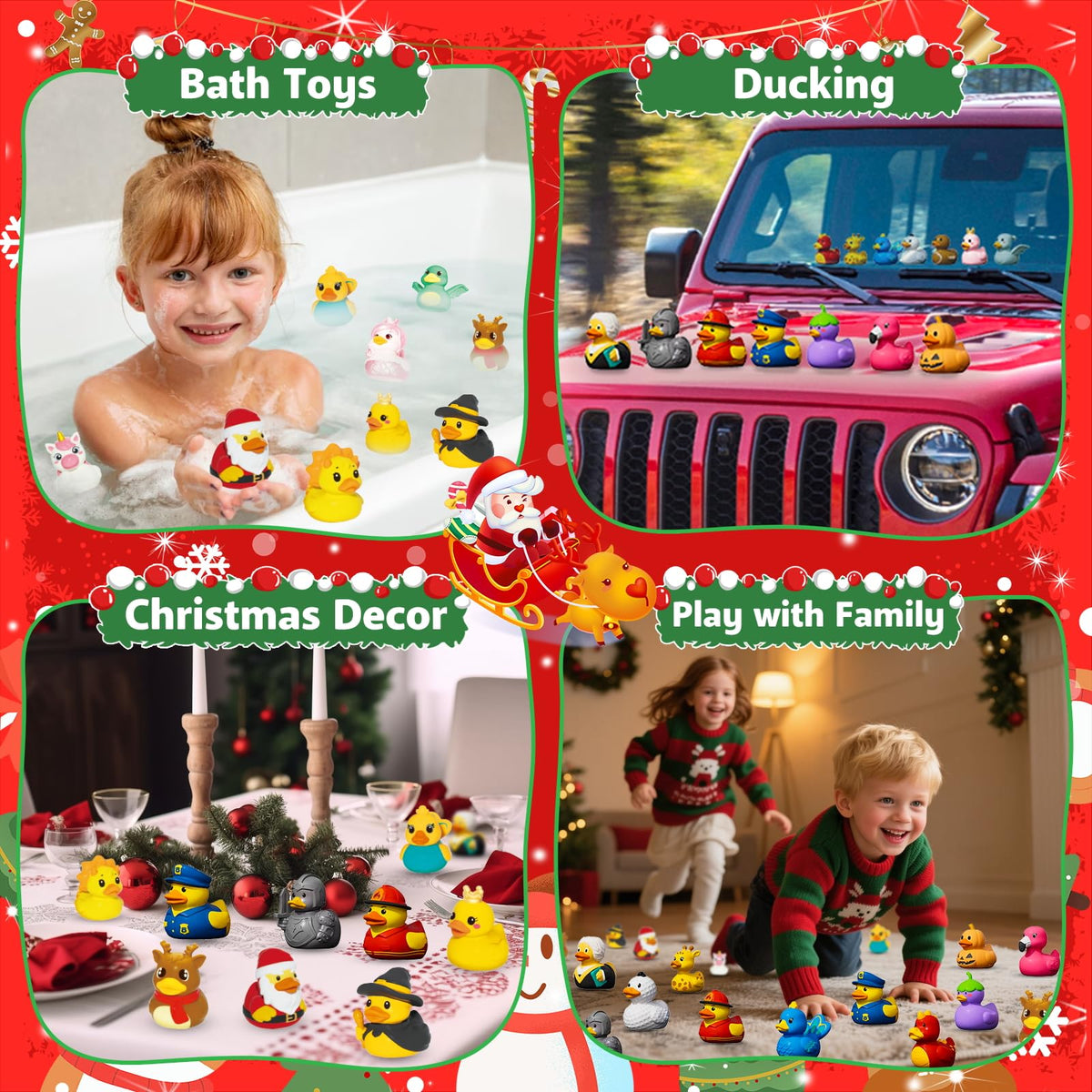 Holiday Calendar Box of 24 Costume Rubber Ducks for Ages 3 to 8 with a Numbered Door for Each Day