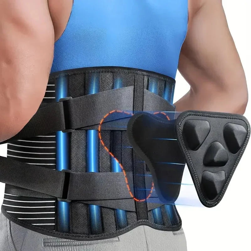 Lower Back Brace with 6-Strip Reinforcement and 3D Massage Pad