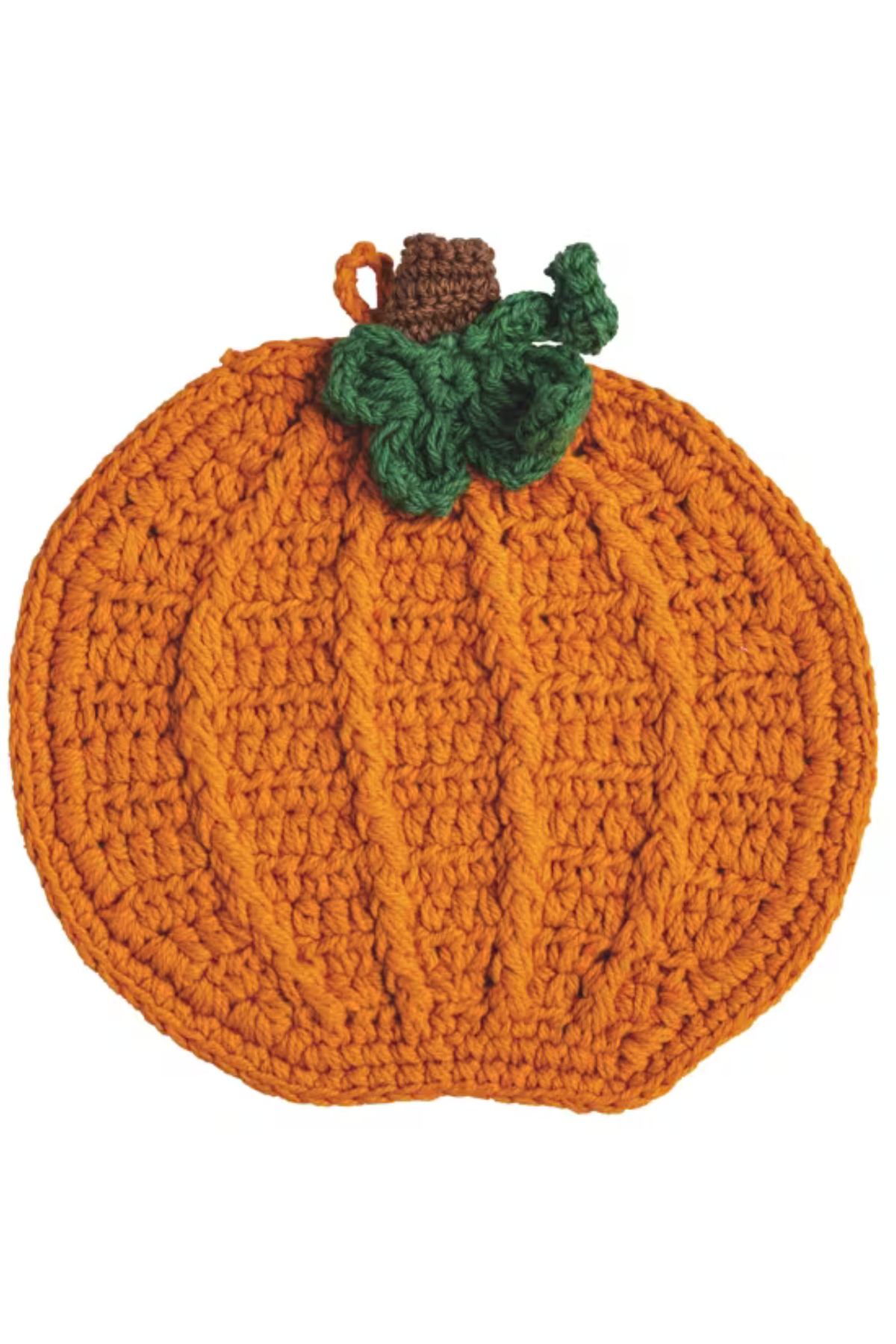 Pumpkin-Shaped Cotton Trivet with Crocheted Texture and Grip Surface