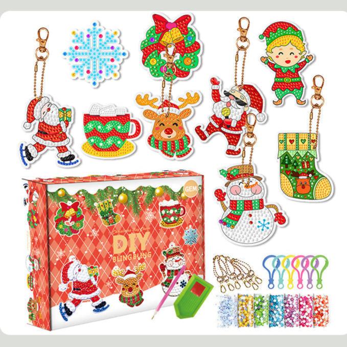 Diamond Painting Keychain Kit with Resin Beads and Applicator Tool for Ages 6+