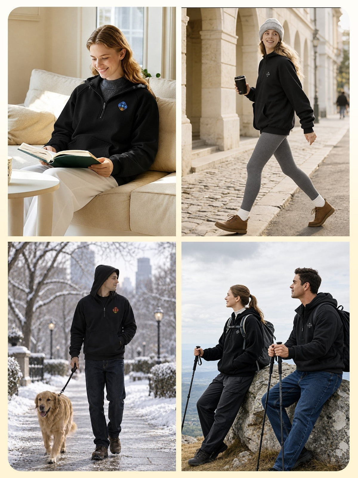Unisex Electric Heated Fleece Pullover Sweatshirt with Included Battery Pack