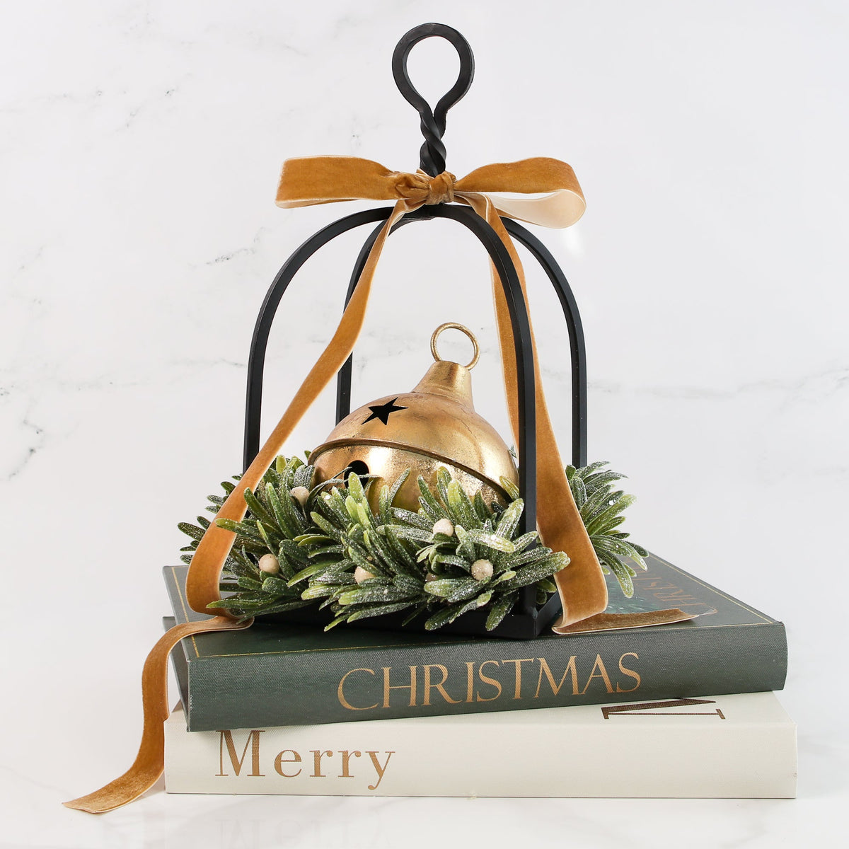 Vintage Golden Bell with Star Cutouts - Interior Delights