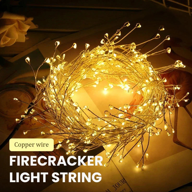 Copper Wire LED String Lights with Remote and 8 Modes for Christmas Trees and Patios