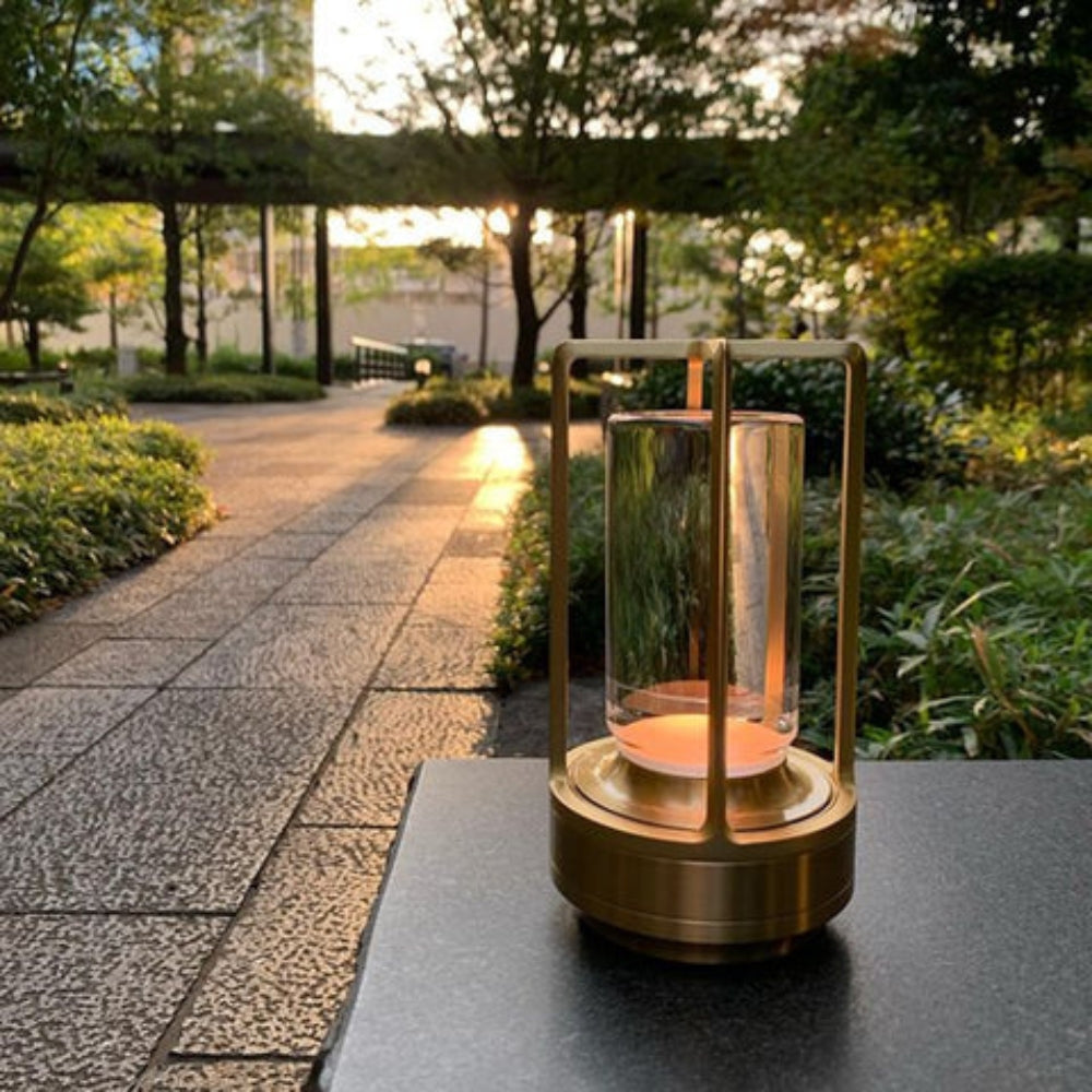 Cordless Rechargeable Metal Lantern Lamp with 3 Stage Touch Dimming for Tables and Patios