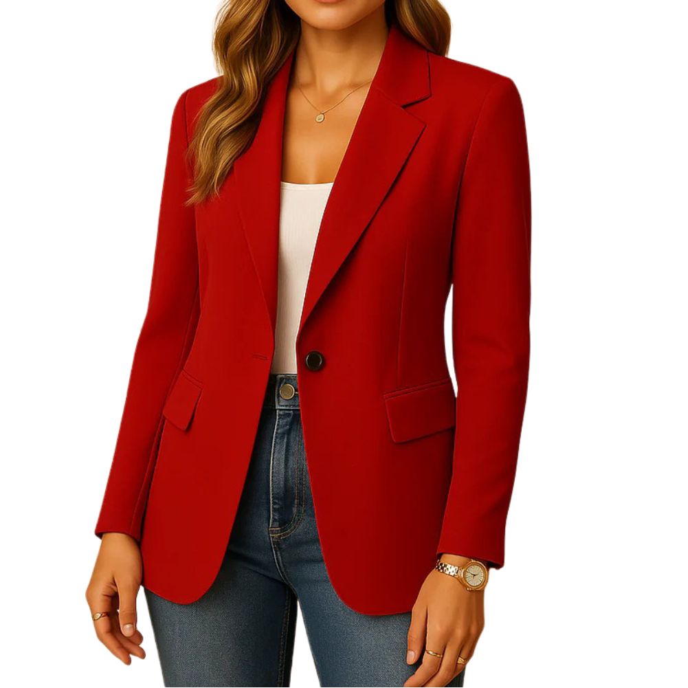 Stretch Blazer for Women with Notched Lapel and Hip Pockets, Machine Washable