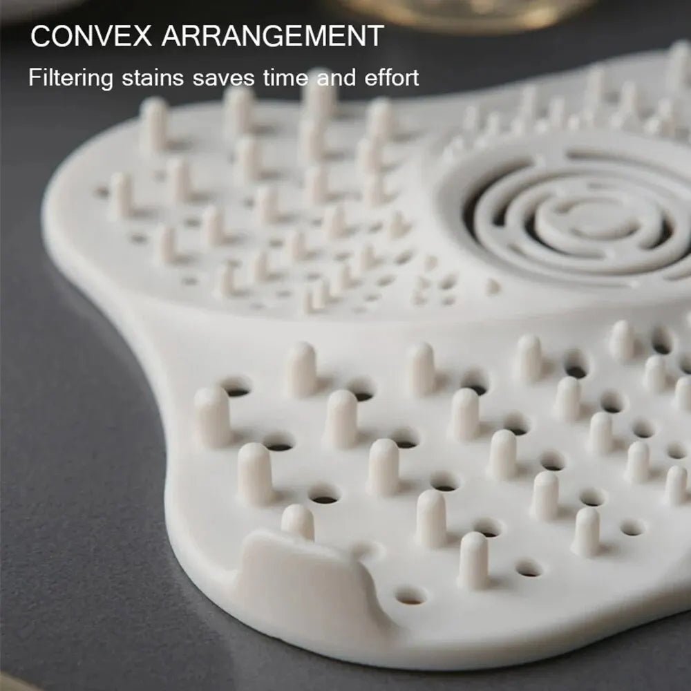 Spiral Drain Cover Hair Catcher in Flexible TPR Rubber with a Built In Handle and Suction Cups