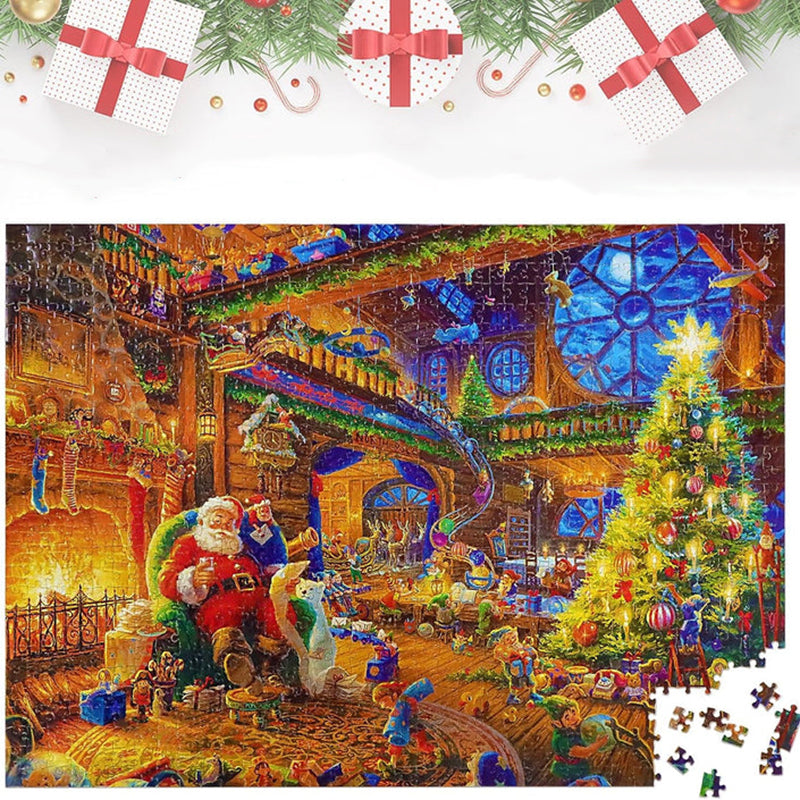 Holiday Puzzle Advent Calendar with 24 Doors, 42 Pieces Behind Each and a Finished Image Poster