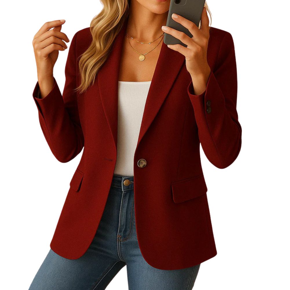 Stretch Blazer for Women with Notched Lapel and Hip Pockets, Machine Washable