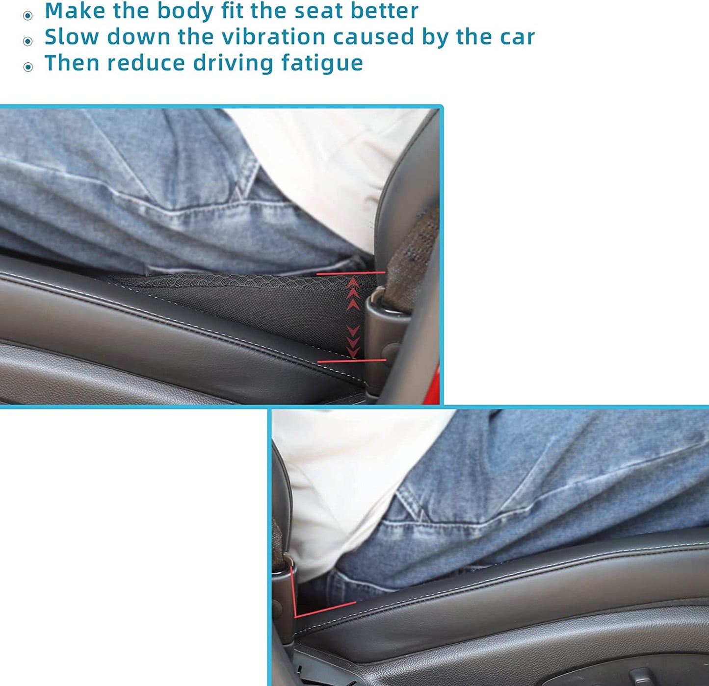 Car Seat Cushion with Added Height for Shorter Drivers