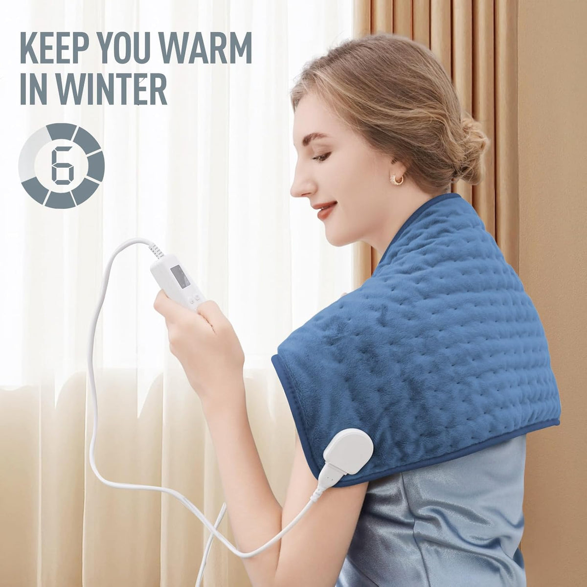 Heating Pad with Six Temperature Settings and Adjustable Timer for Sore Muscles