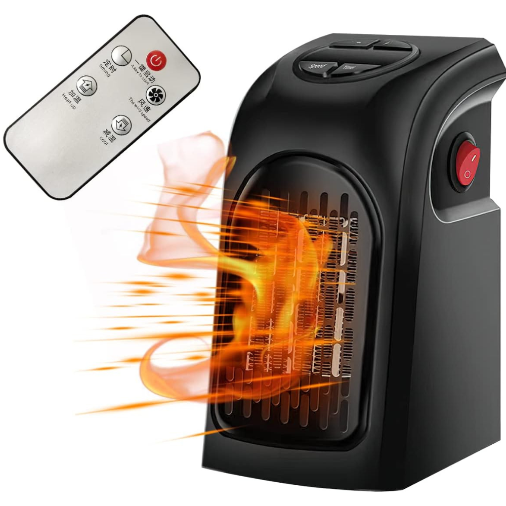 Plug In Fan Heater with Thermostat, Digital Display and 12 Hour Timer for Small Rooms