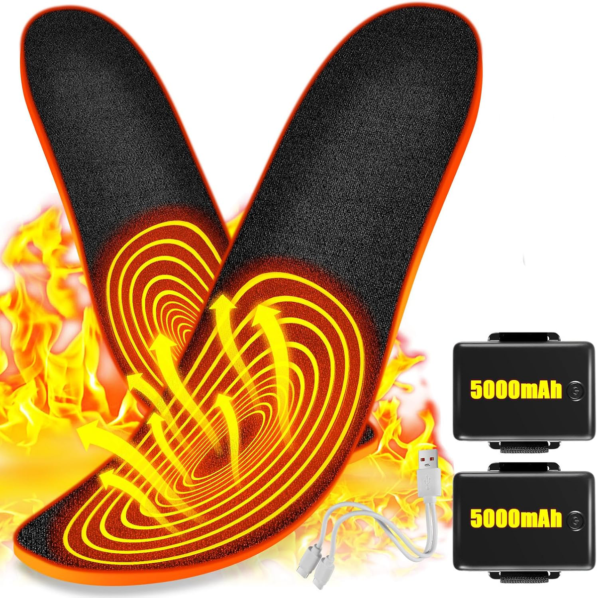 Wireless Heated Insoles with 3-Level Temperature Control and 8-Hour Battery