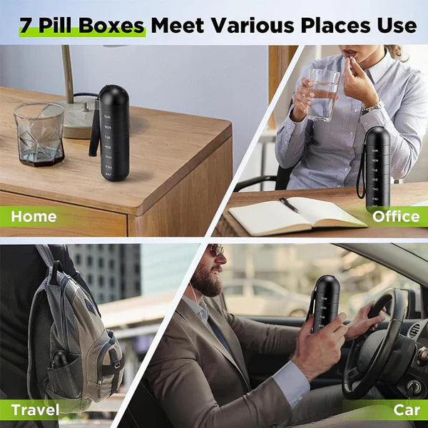 Pill Organizer 7 Day Aluminum Portable for Travel