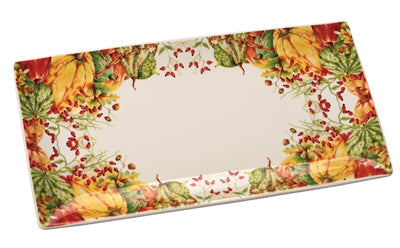 Ceramic Serving Platter with Squash Design for Fall Entertaining, 12.25 Inch