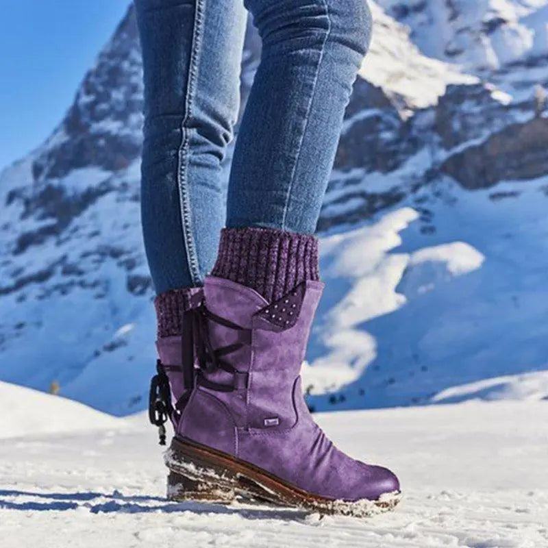 Womens Low Heel Ankle Boots with Warm Lining in Five Colors for Cold Weather Outings