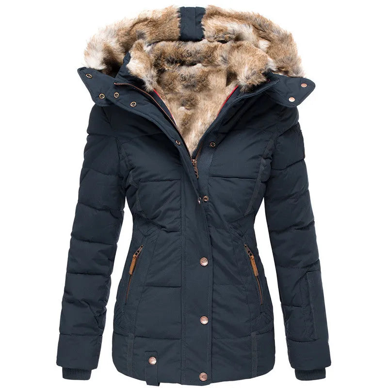 Winter Puffer Coat Faux Fur Hood Quilted Design - Product detail 7