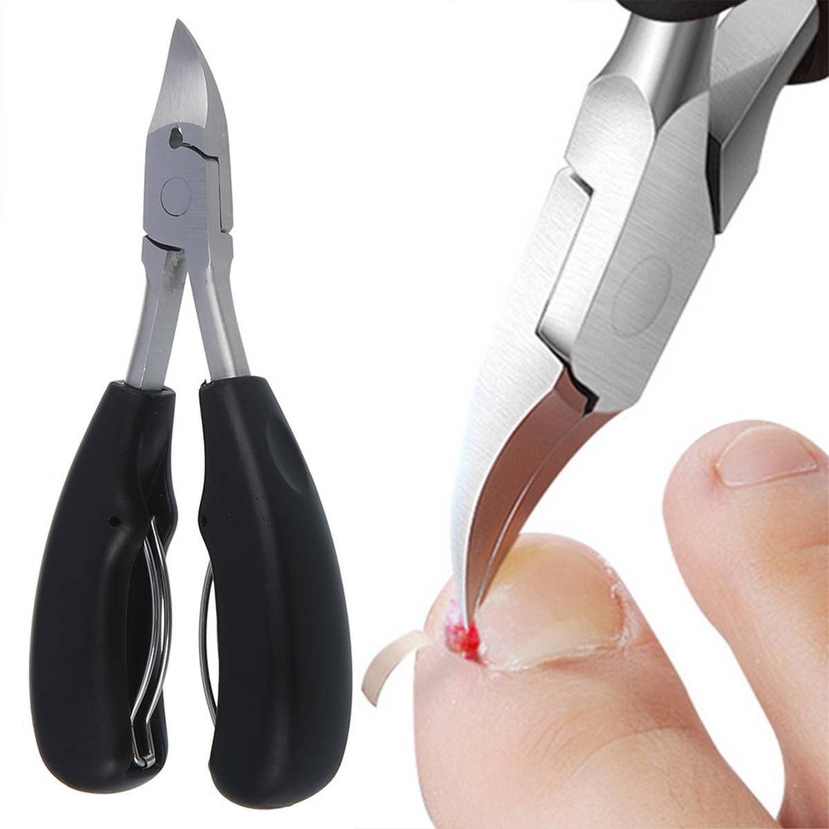 Stainless Steel Nail Clippers with Carbon Steel Blade and Built in File for Thick Nails