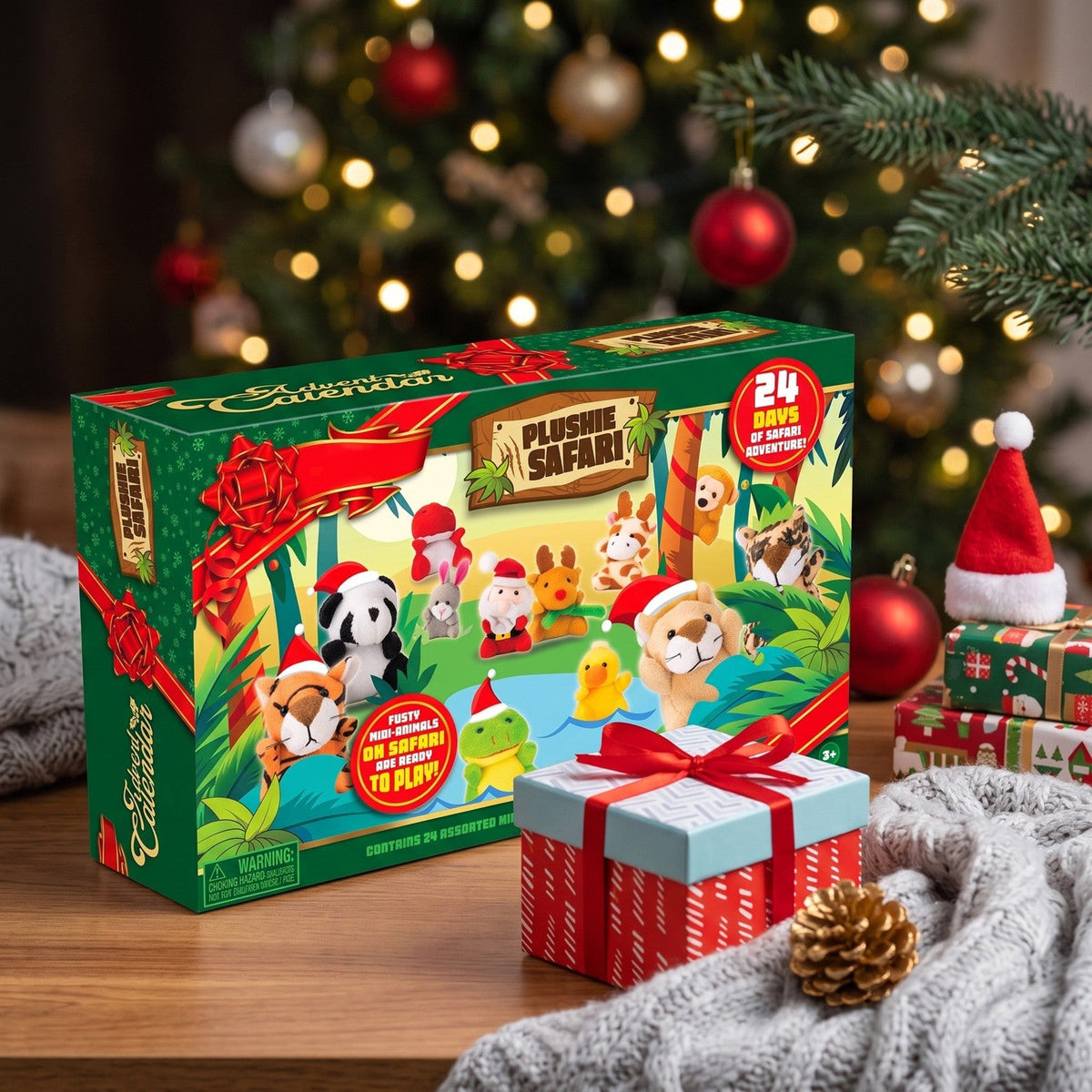 Palm Size Plush Animal Advent Calendar with 21 Animals and 3 Holiday Characters