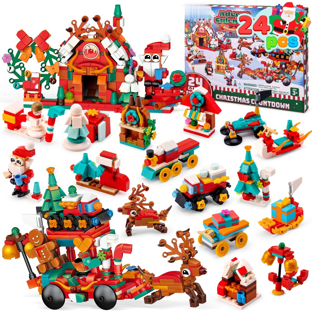 Toy Brick Countdown Box with 24 Mini Builds and Two Bigger Finale Models for Young Builders