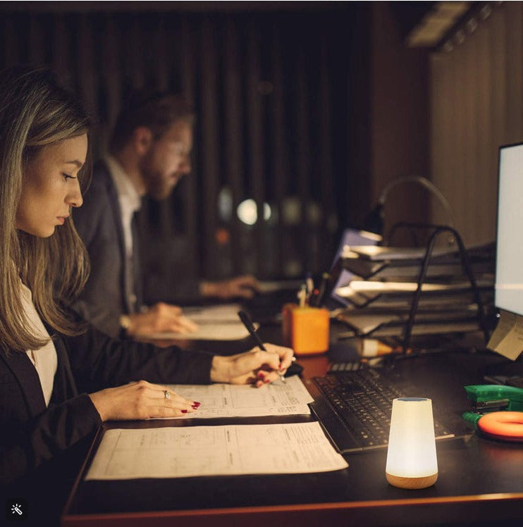 Night Light, LED Touch Bedside Table Lamp, 7 RGB Colours Changing, 5 Brightness Level Switch, Timing Function, Rechargable Remote