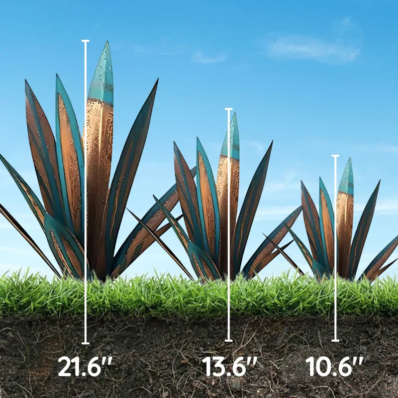 Decorative Plant Sculpture Featuring Agave Americana In Metal