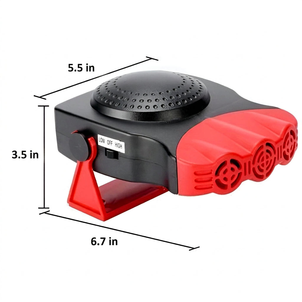 Portable 12V Car Windshield Defroster with Rotating Base and Three Adjustable Vents