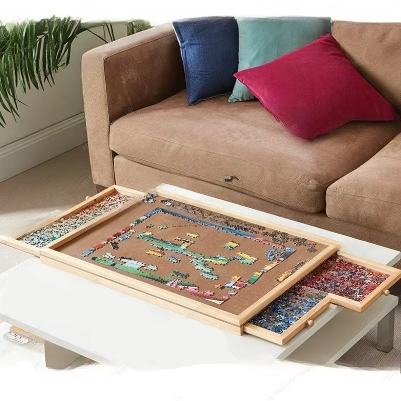 Puzzle Work Table with Four Sorting Drawers and Auxiliary Board for 1500 Pieces