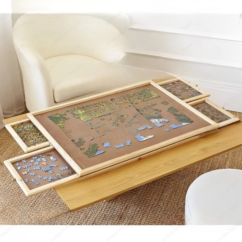 Puzzle Work Table with Four Sorting Drawers and Auxiliary Board for 1500 Pieces