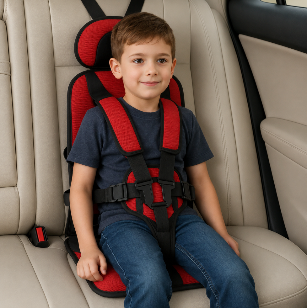 Portable Child Travel Seat with Five Point Harness and Washable Fabric, Ages 1-14