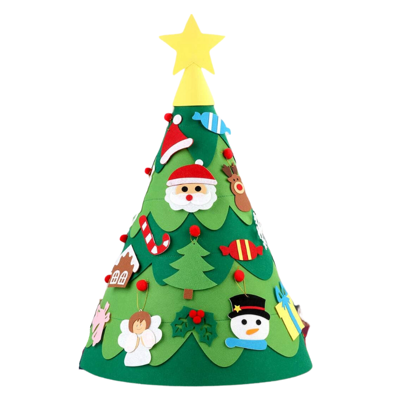 Felt Christmas Tree Wall Hanging with 28 Felt Ornaments for Kids