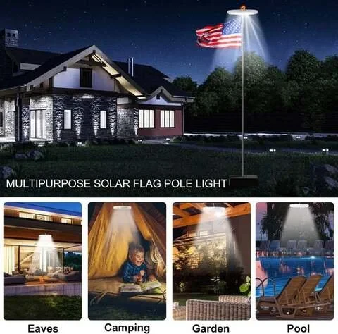 Solar Flagpole Light with Automatic Dusk Sensor and 700 Lumens, IP67 Rated