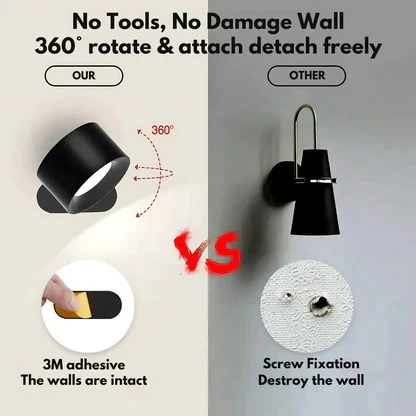 Rechargeable Wall Lamp with Magnetic Ball Rotation and Touch Control, Three Color Temperatures