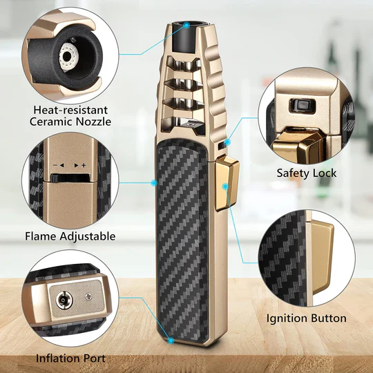Kitchen Butane Torch with Dial Heat Control and Refillable Base