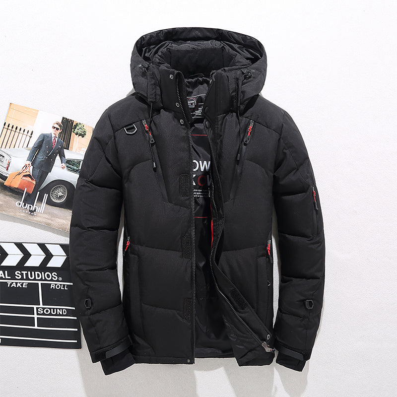 Insulated Winter Parka with Detachable Padded Hood and Water Resistant Shell for Men
