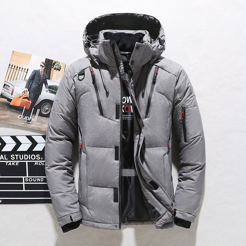 Insulated Winter Parka with Detachable Padded Hood and Water Resistant Shell for Men