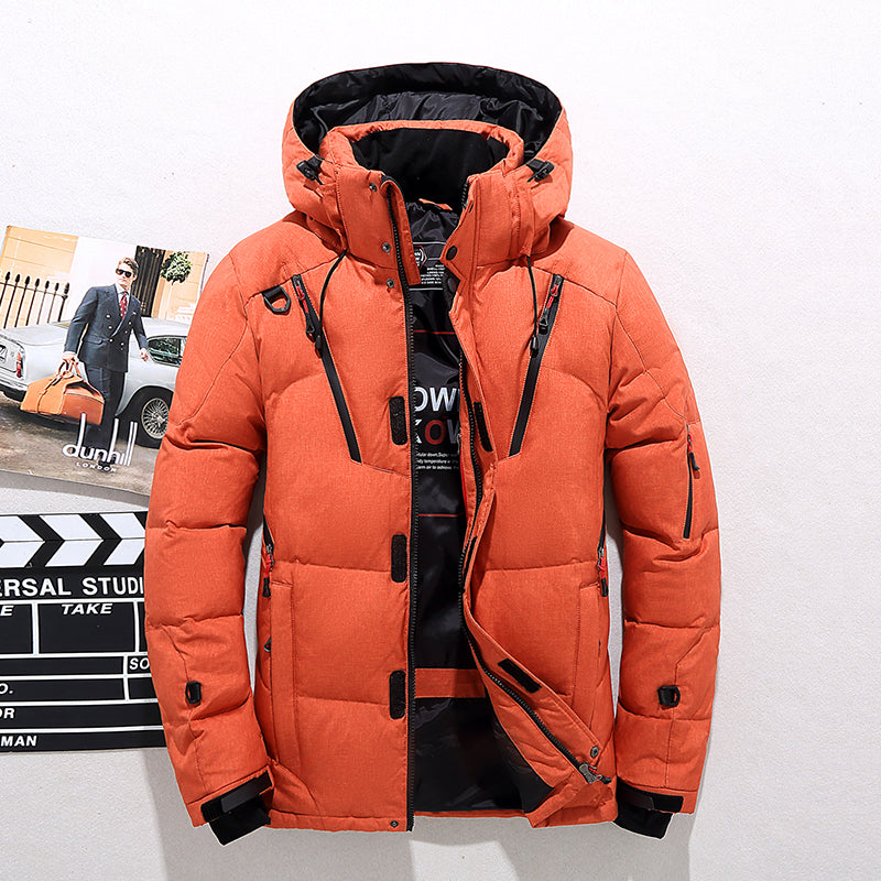 Insulated Winter Parka with Detachable Padded Hood and Water Resistant Shell for Men
