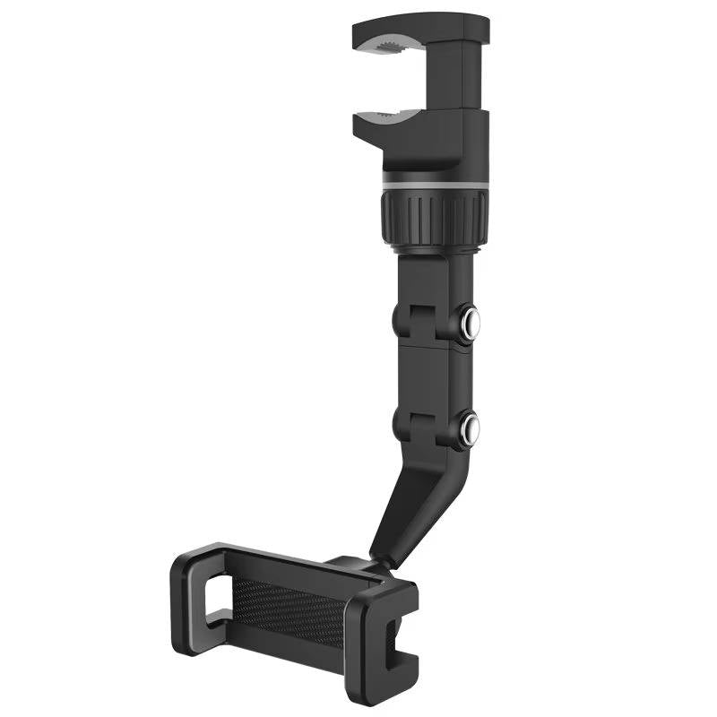 Rearview Mirror Phone Mount with a 360 Degree Ball Joint, Spring Clip and Foldable Arm in Green or Gray