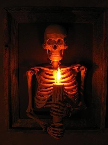 Framed Skeleton Torso Wall Decor with Flickering LED Light and Hanging Hardware