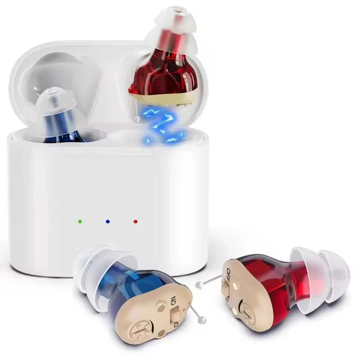 Rechargeable In Ear Sound Amplifiers with Charging Case and Volume Control