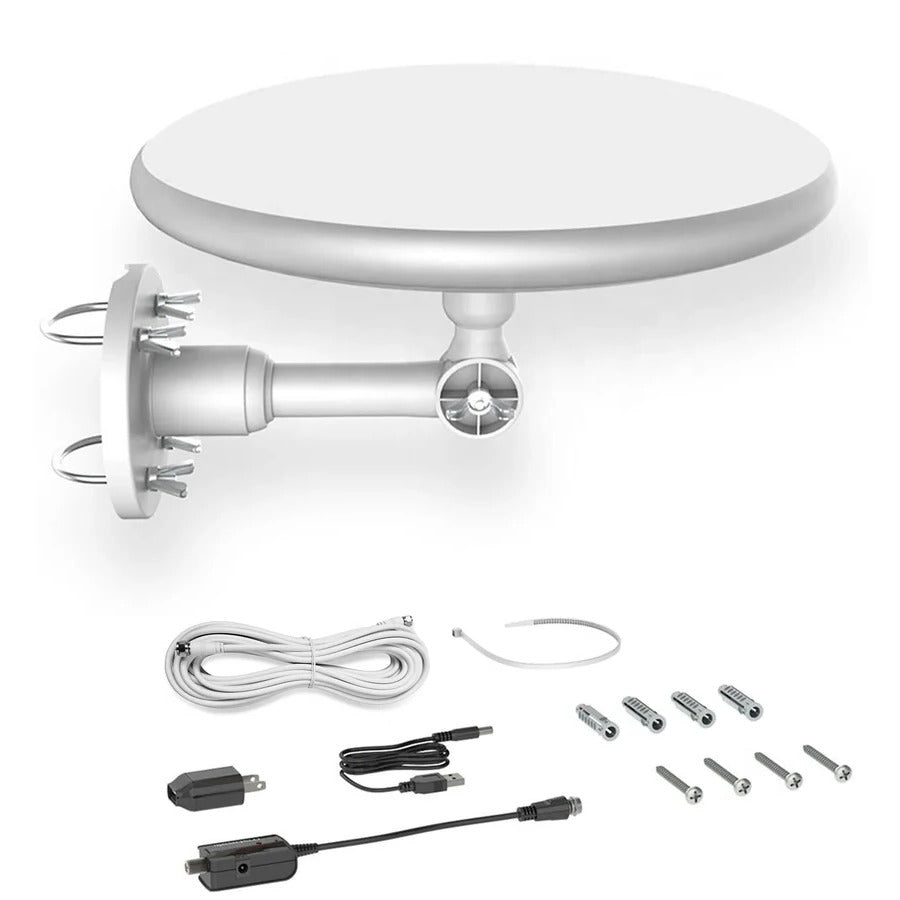 Outdoor HD TV Antenna with 360 Degree Omnidirectional Reception and Signal Amplifier, 40ft Cable