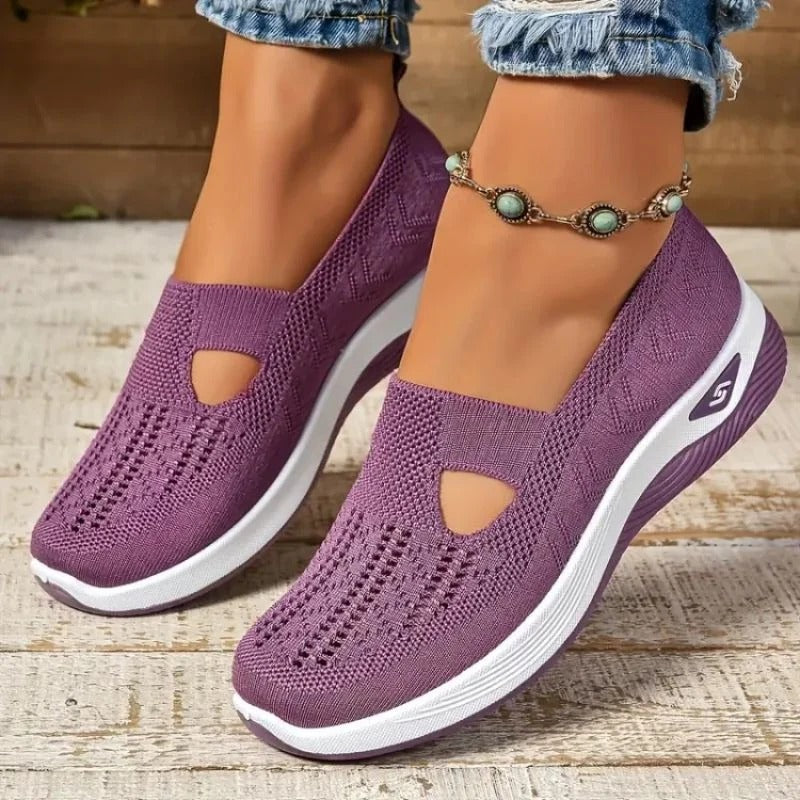 Womens Mesh Sneakers with Cushioned Insole and Low Heel Base in Eight Colors