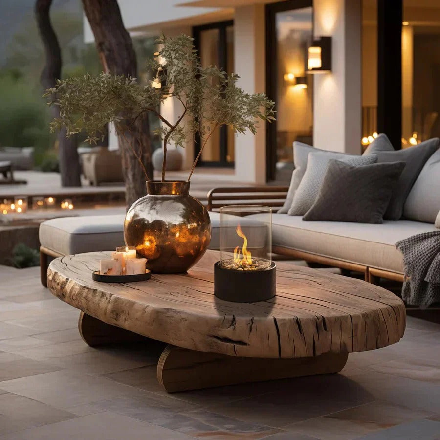 Portable Tabletop Fireplace with Real Ethanol Flames and Included Snuffer