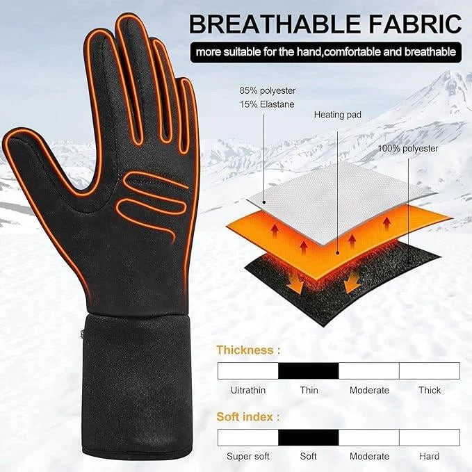 Heated Gloves with Touchscreen Fingertips and 6-Hour Battery Runtime