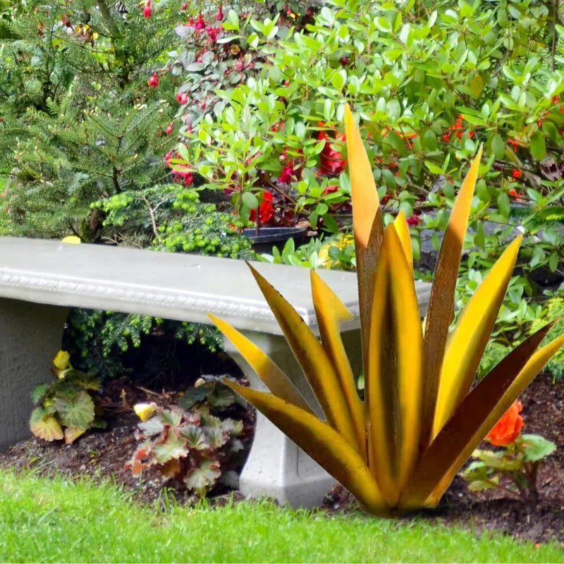 Decorative Plant Sculpture Featuring Agave Americana In Metal