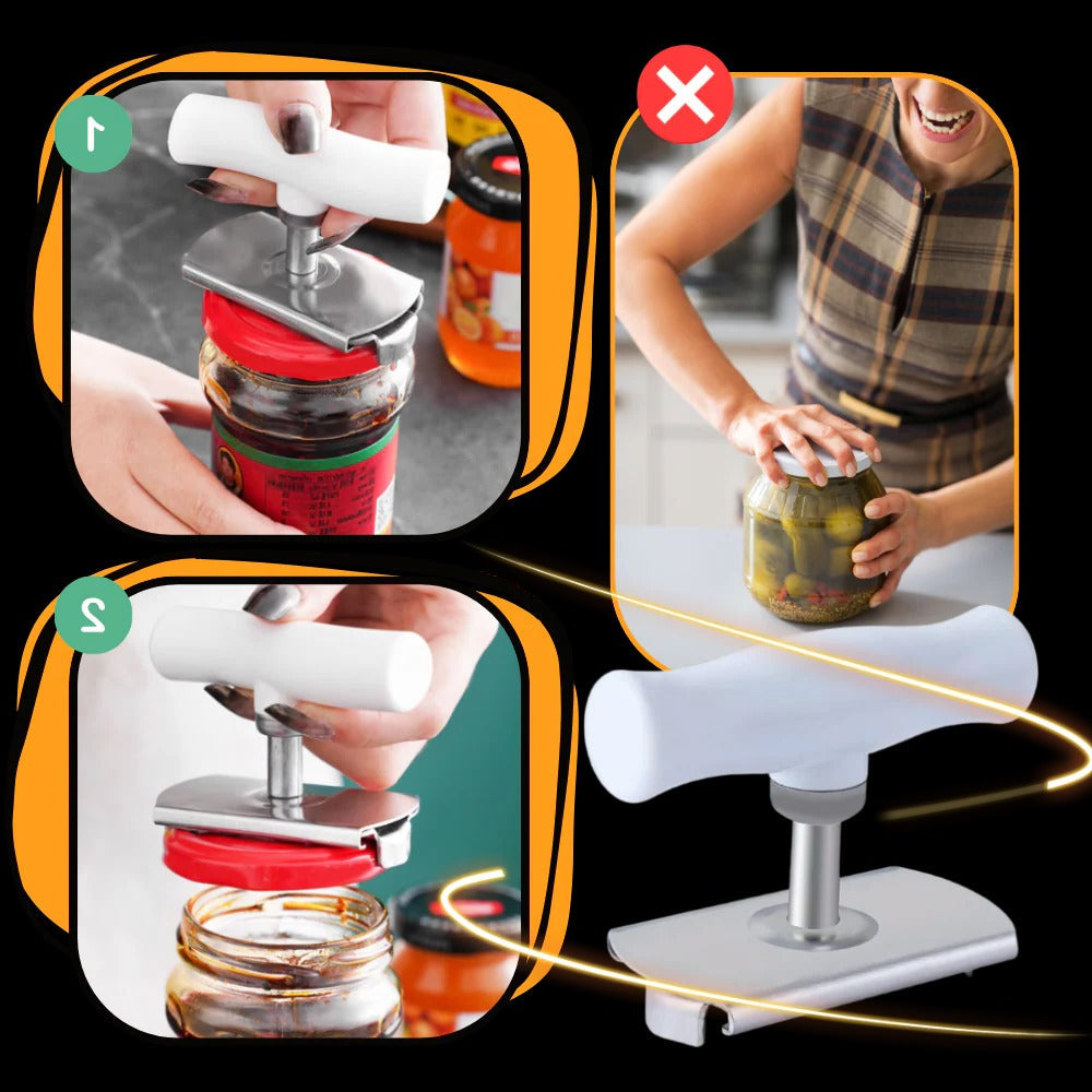 Adjustable Jar and Bottle Opener for Lids from 0.98 to 3.74 Inches Across with a Non Slip Grip