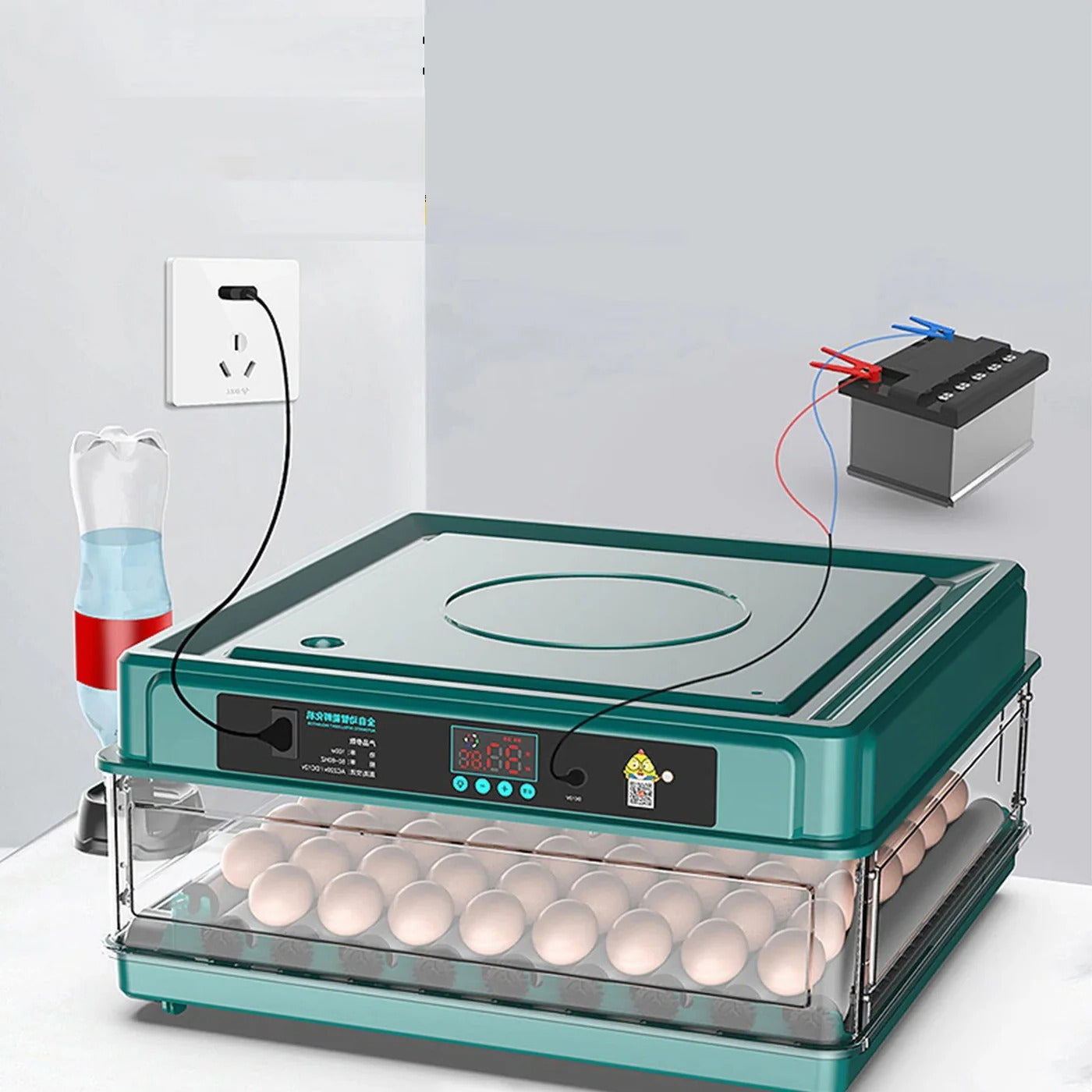 Digital Egg Incubator With Adjustable Tray Turner Light Tester EU Plug