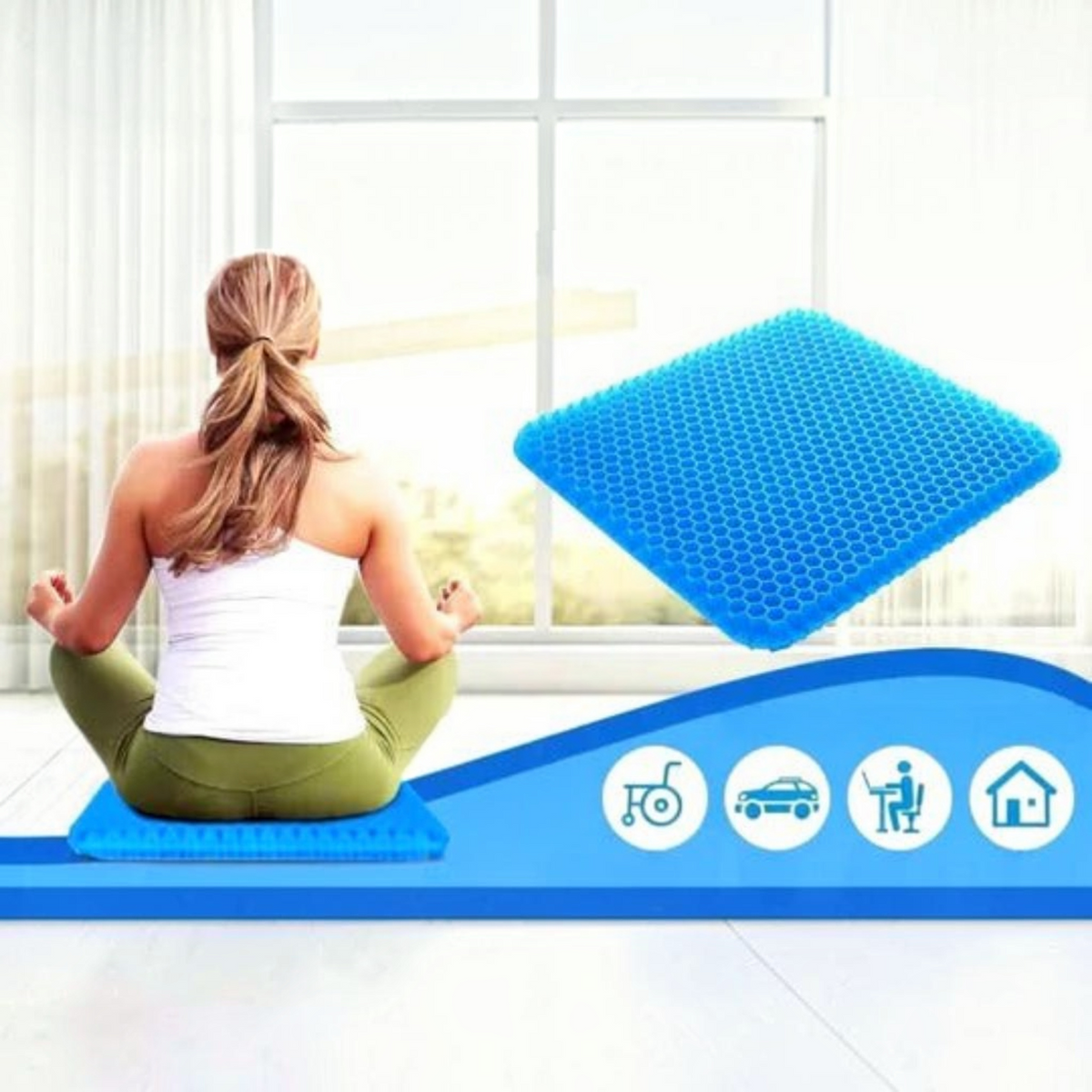 Orthopedic Gel Seat Cushion | Pressure Relief - Tailbone Pain - Lower Back Support - For Office Chair - Car - Wheelchair Use