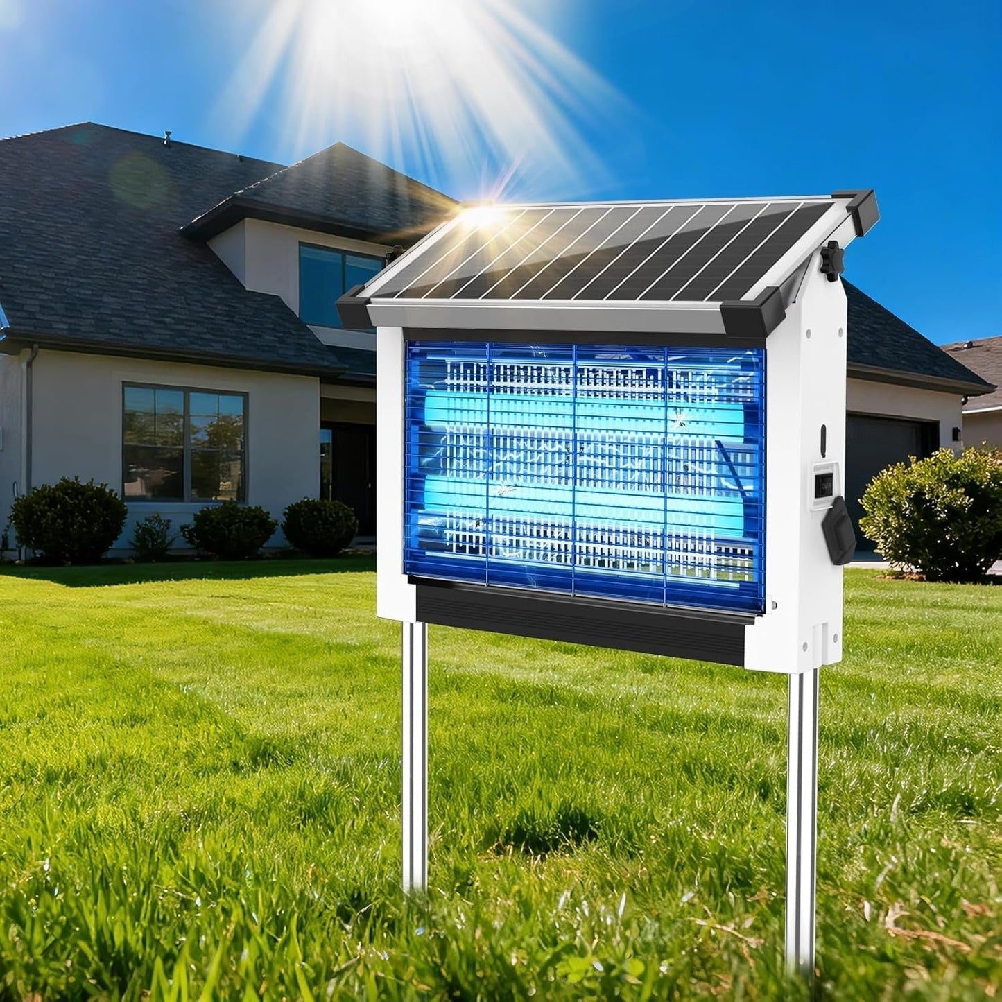 Solar Bug Zapper Outdoor, Wireless Portable Camping Mosquito Zapper for 3500 Sq.ft, Fly Traps for Backyard, Patio, Garden, RV