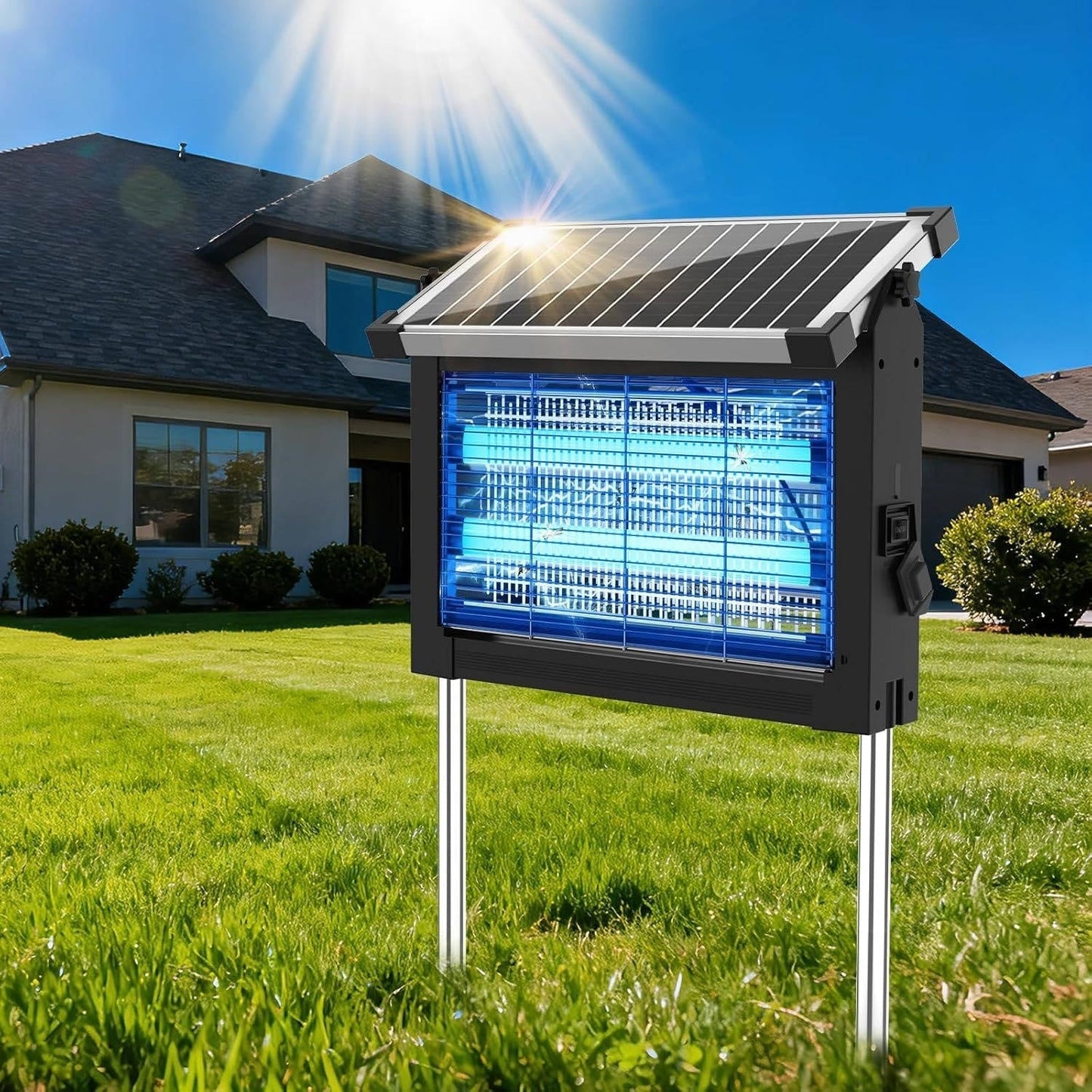 Solar Bug Zapper Outdoor, Wireless Portable Camping Mosquito Zapper for 3500 Sq.ft, Fly Traps for Backyard, Patio, Garden, RV
