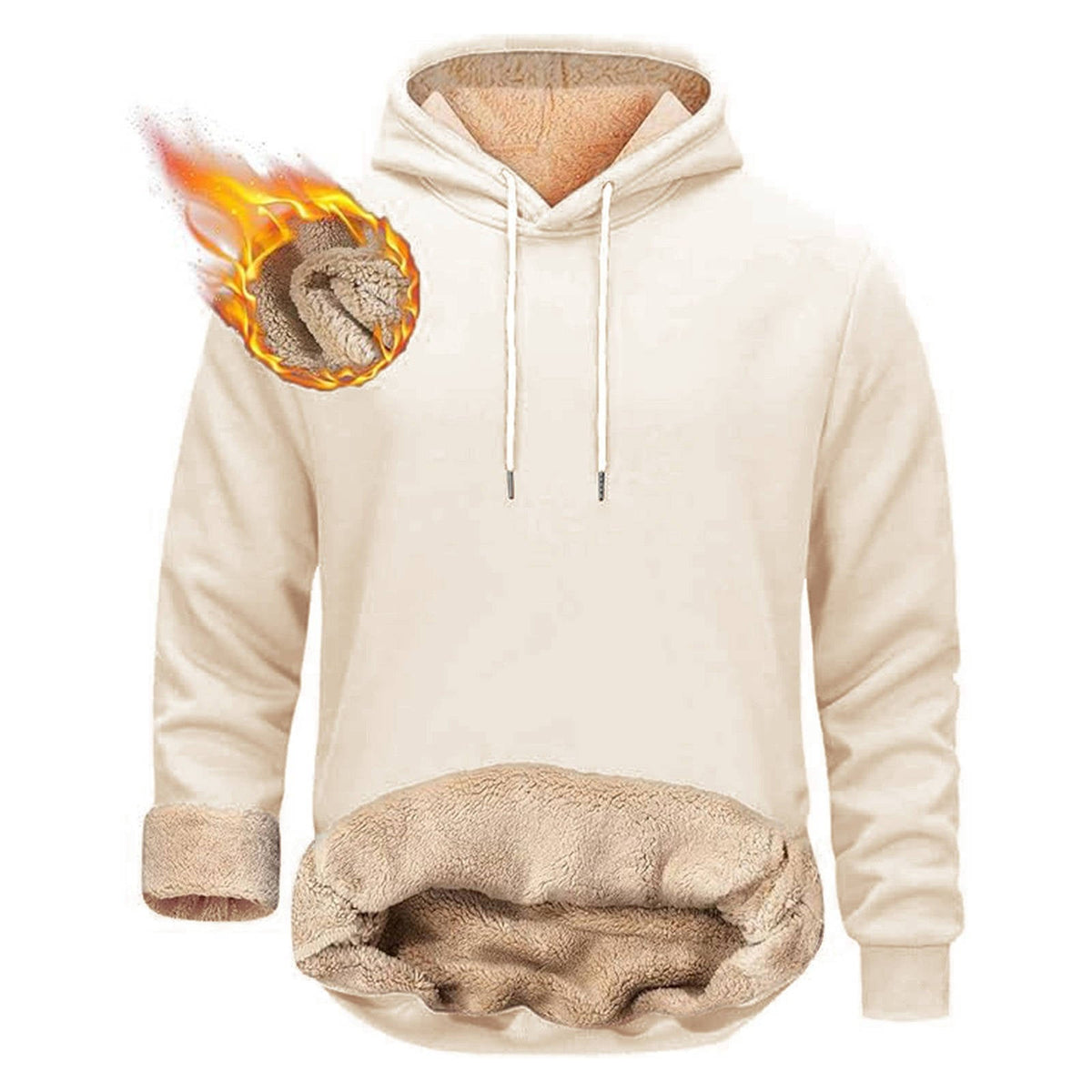 Sherpa Fleece Hoodie for Men with Hidden Zipper Pocket and Raglan Sleeves